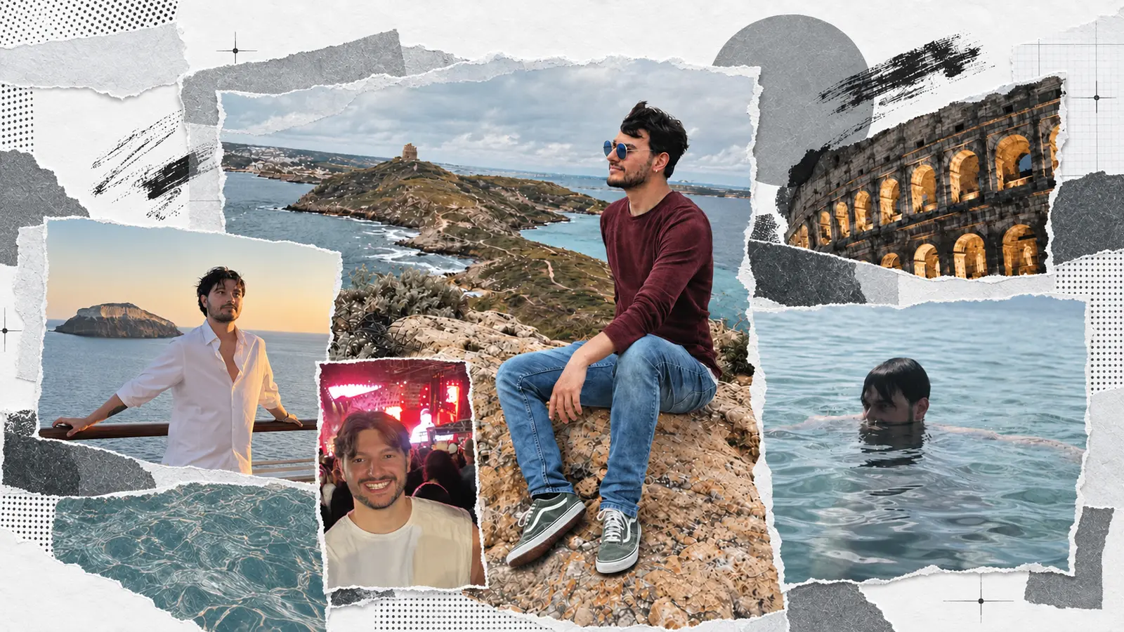 Collage fotografico di Mirko Ledda tra mare, natura e viaggi