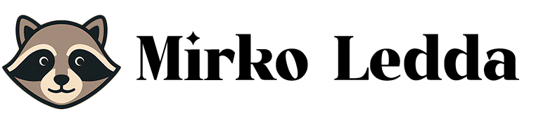 Logo del sito personale di Mirko Ledda, con un procione disegnato e il nome