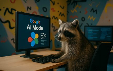 Un procione utilizza la nuova Google AI Mode, il sistema di chatbot che sostituisce gli strumenti di ricerca classici